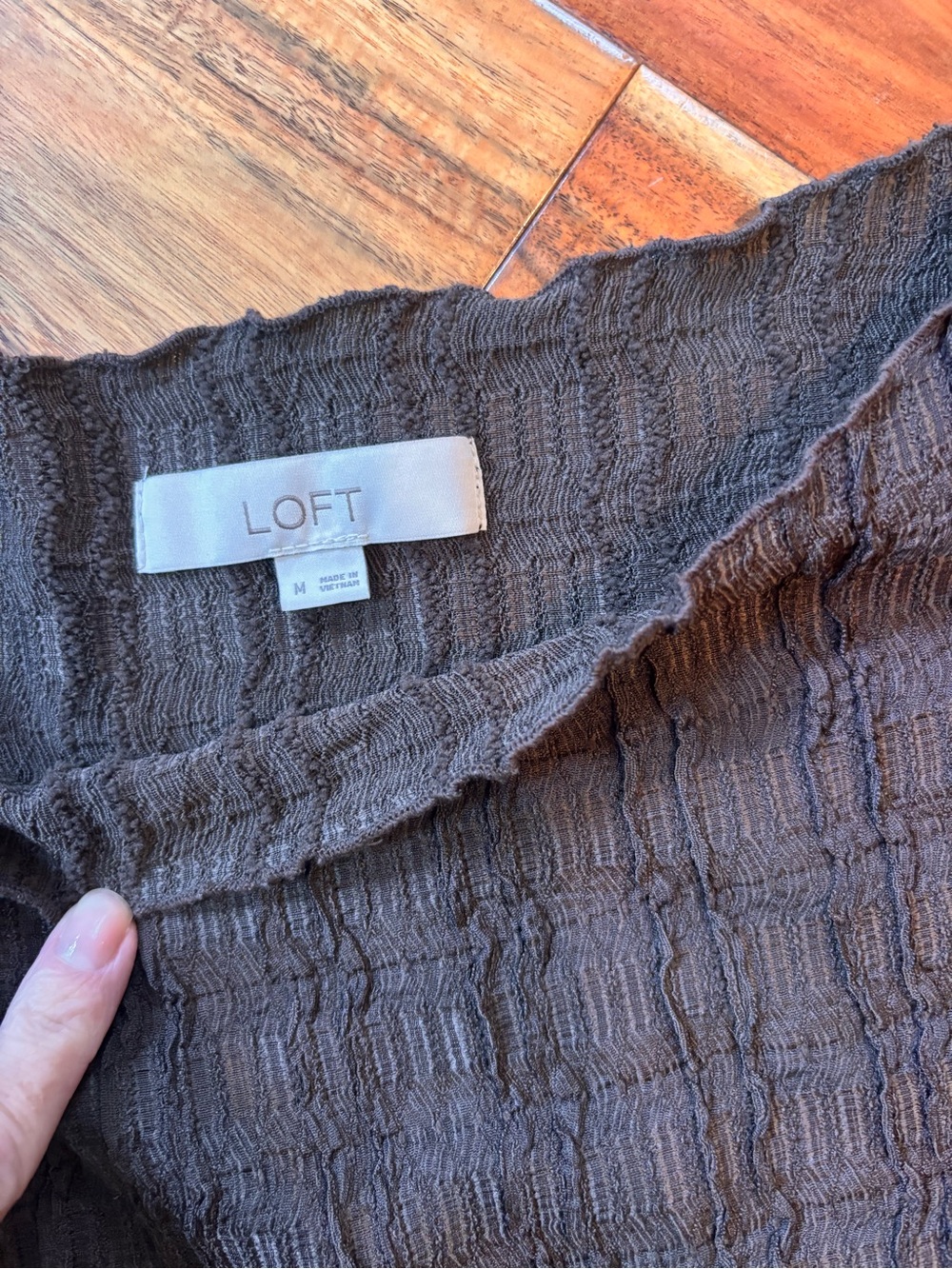 Loft Textured Ruffle Tank Top Deep Brown - Picture 4 of 6